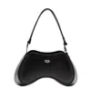 Diesel Curved Leather Handbag With Adjustable Strap In Black