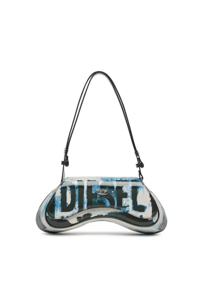 Diesel Play-shoulder Bag In Printed Glossy Pu