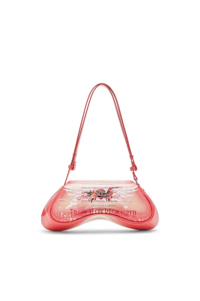 Diesel Play-shoulder Bag In Printed Glossy Pu In Pink