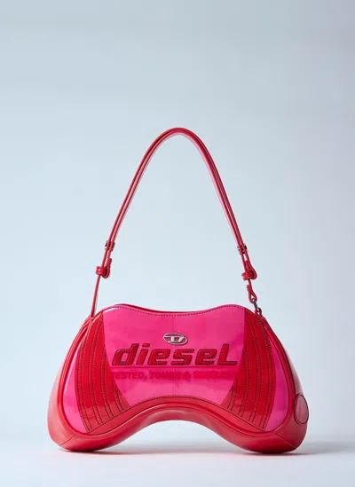 Diesel Play Pink Shoulder Bag With Logo Detail On The Front In Eco-leather Woman