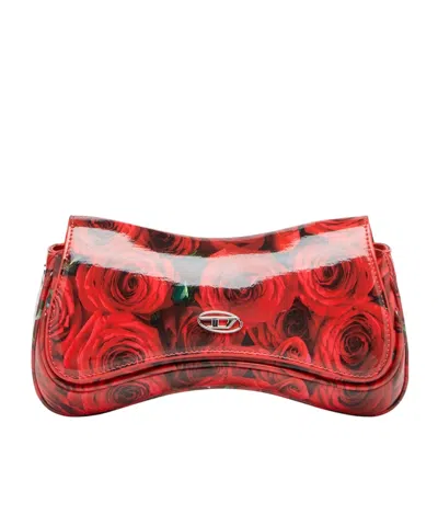 Diesel Womens Play Patent Faux-leather Clutch Bag Ha765 In Red