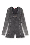 Diesel Playsuit In Denim-effect Jersey In Gray