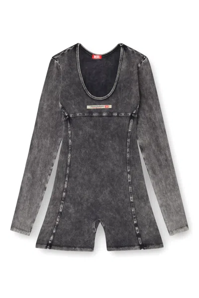 Diesel Playsuit In Denim-effect Jersey