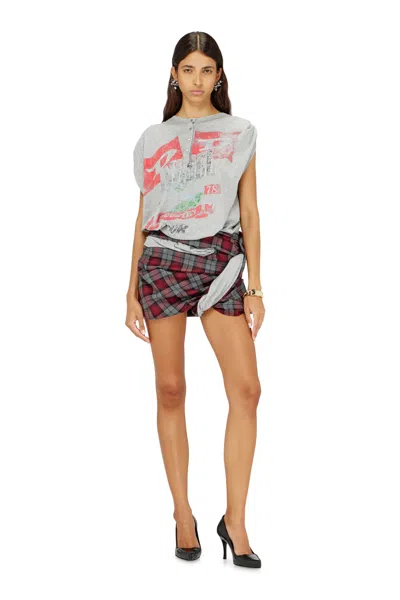 Diesel Playsuit In Jersey And Check Wool