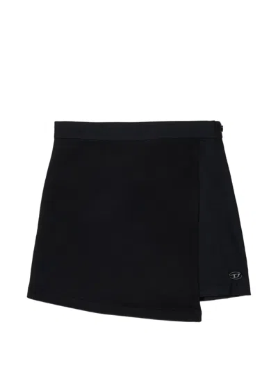 Diesel Kids' 플리츠 비대칭 스커트 In Black
