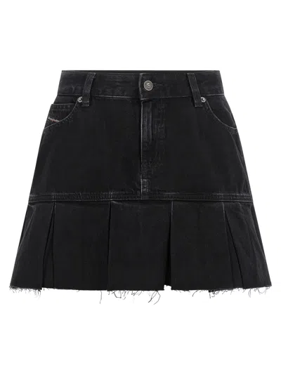 Diesel Pleated Denim Skirt In Black