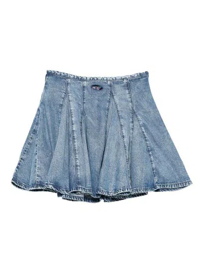 Diesel Pleated Details Mini Skirt In Blue