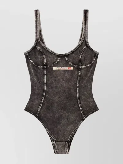 Diesel Plunge Neck Sleeveless Lingerie In Black