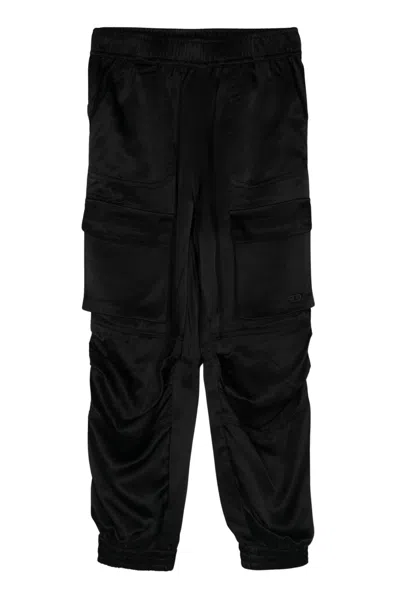 Diesel Kids' Oval D-embroidered Cargo Trousers In Black