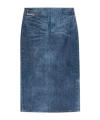 Diesel Pencil Skirt In Rhinestone Denim In Blue