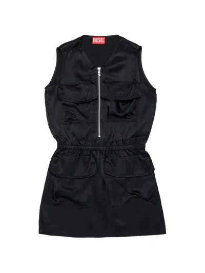 Diesel Kids' Pocket Dress In Black