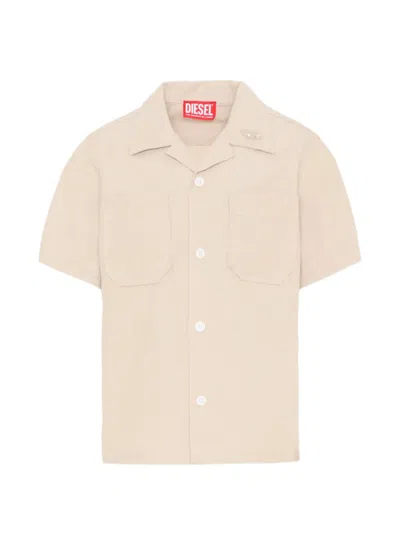 Diesel Kids' Pocket Short-sleeve Shirt In Neutral