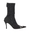 Diesel Denim Ankle Boots With Frontal Oval-d Logo In Black