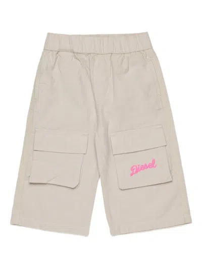 Diesel Babies' Poldyb Cotton Cargo Pants In Neutral