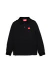 Diesel Jersey Polo Shirt With Red D Patch In Black