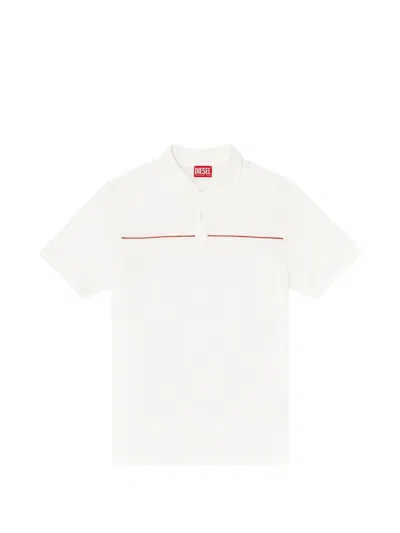 Diesel Polo Shirt With Contrast Piping In White