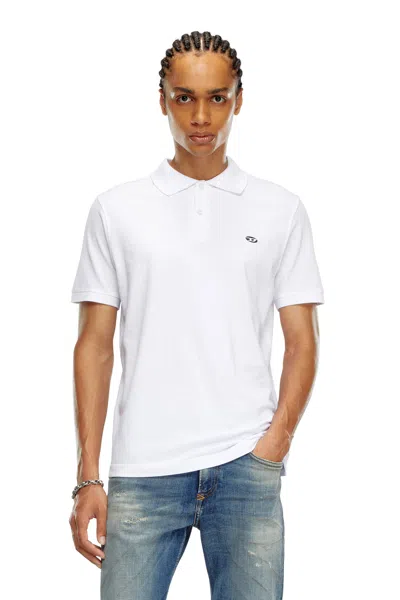 Diesel Polo Shirt With Oval D Patch In White
