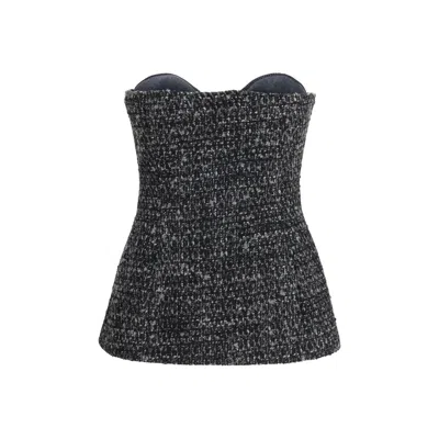 Diesel Bouclé Corset Top With Ultra-low Cut In Black