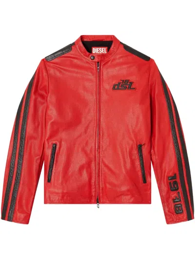 Diesel Pop Leather Jacket In Neutrals