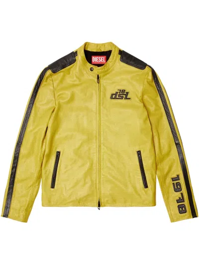 Diesel Pop Leather Jacket In Yellow