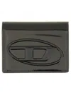 Diesel Bi-fold Card Holder In Mirrored Leather In Black