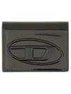 Diesel Bi-fold Card Holder In Mirrored Leather In Black