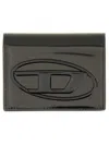 Diesel Bi-fold Card Holder In Mirrored Leather In Black