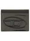 Diesel Bi-fold Card Holder In Mirrored Leather In Black