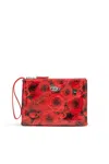 Diesel Pouch In Printed Glossy Pu In Red