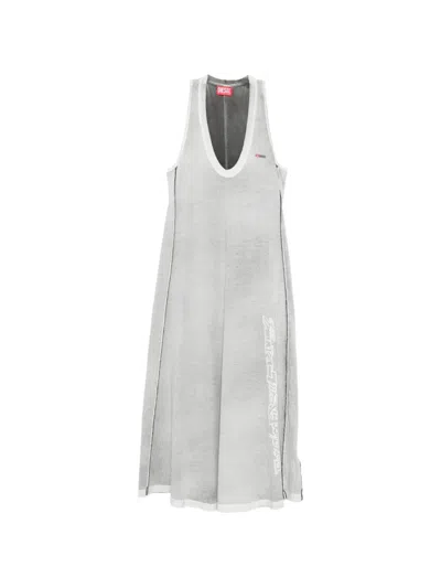 Diesel Print A-line Midi Dress In Gray