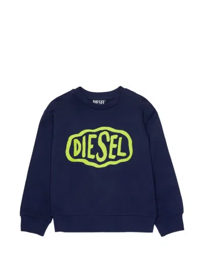Diesel Kids' Print-logo Sweatshirt In Blue