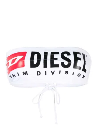 Diesel Printed Bikini Top In White