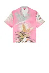 Diesel Cuban Collar Graphic Print Relaxed Fit Shirt In Pink