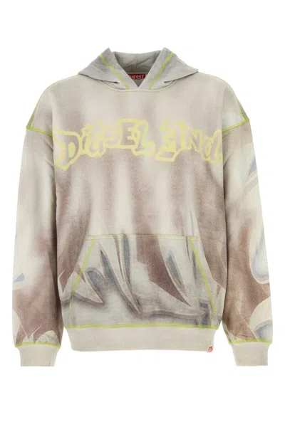 Diesel Men Printed Cotton Sweatshirt In Green