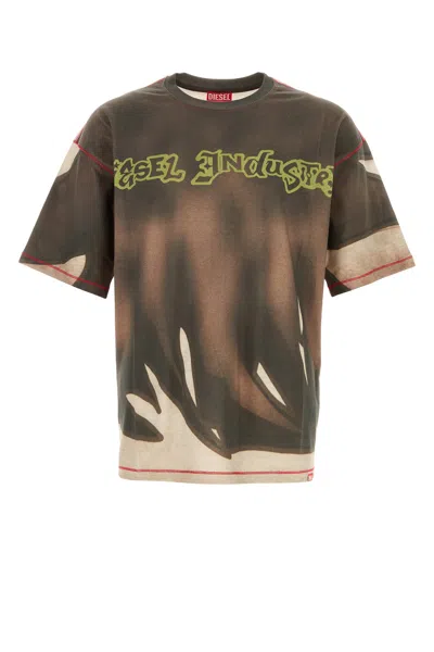 Diesel Dark Brown Graphic T-shirt In Multi