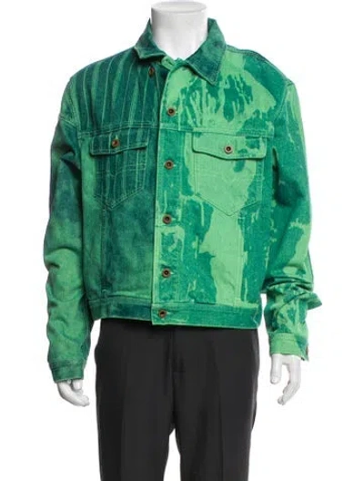 Pre-owned Diesel Printed Denim Jacket W/ Tags In Green