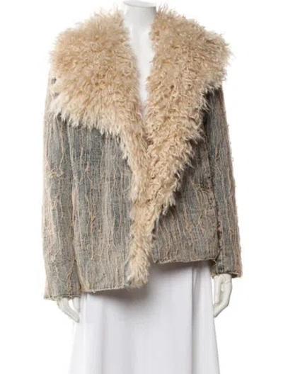 Pre-owned Diesel Printed Faux Fur Jacket W/ Tags In Blue