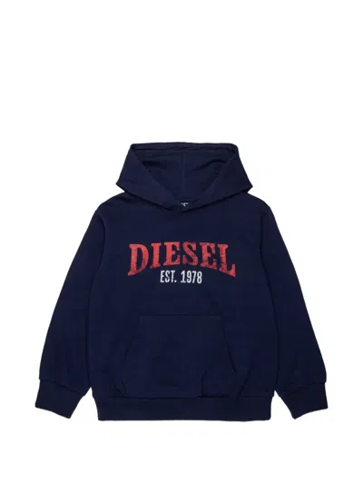 Diesel Kids' Printed Hoodie In Blue