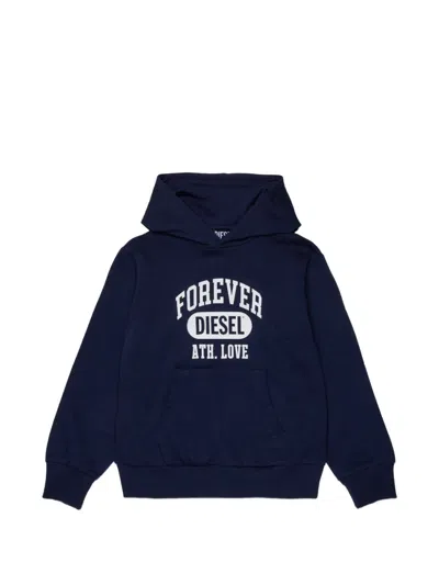 Diesel Kids' Printed Hoodie In Blue