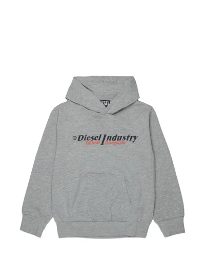 Diesel Kids' Printed Hoodie In Gray