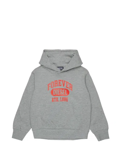 Diesel Kids' Printed Hoodie In Gray