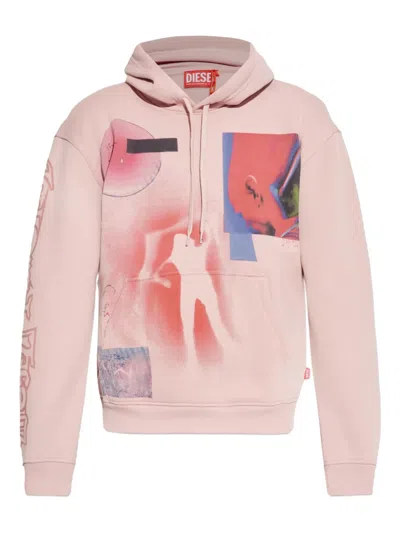 Diesel Printed Hoodie In Pink