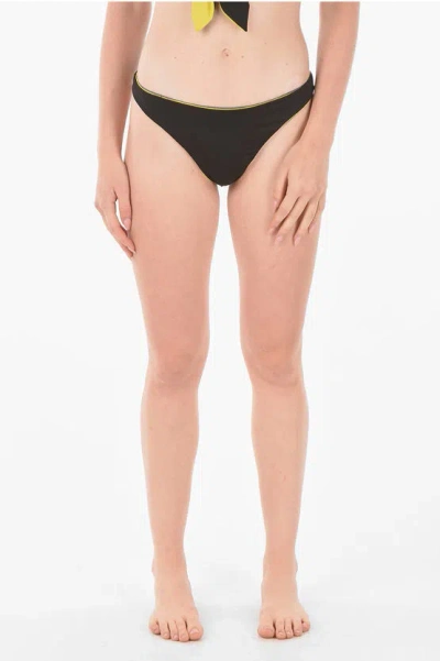 Diesel Printed Logo High-cut Bikini Slip In Black