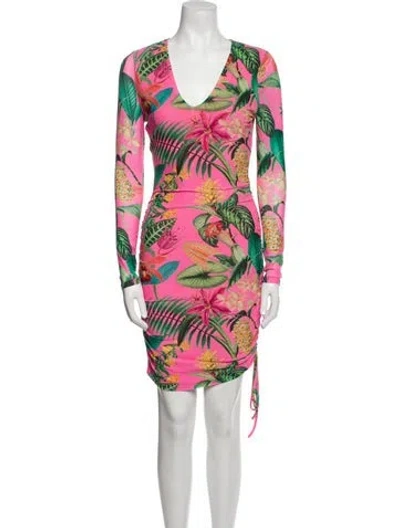 Pre-owned Diesel Printed Long Dress In Pink