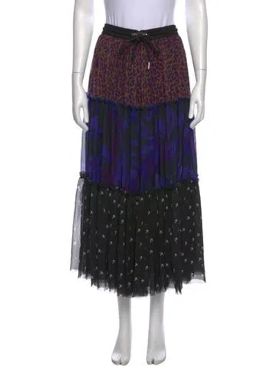 Pre-owned Diesel Printed Midi Length Skirt W/ Tags In Black