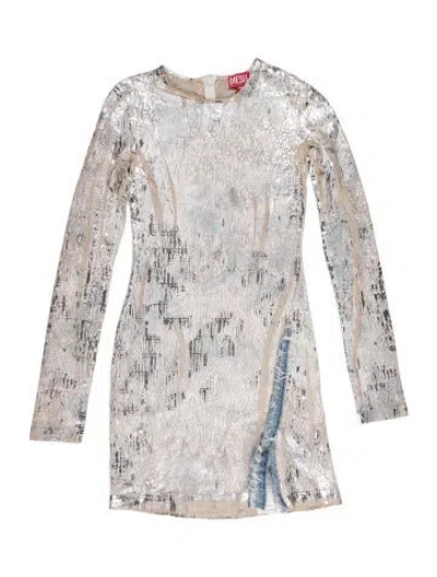 Pre-owned Diesel Printed Mini Dress W/ Tags In Metallic/white