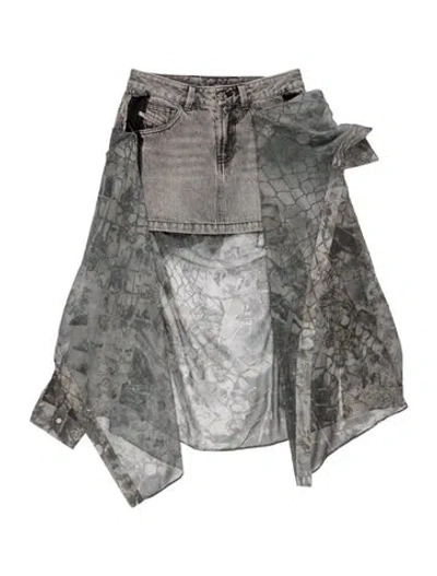 Pre-owned Diesel Printed Mini Skirt In Gray