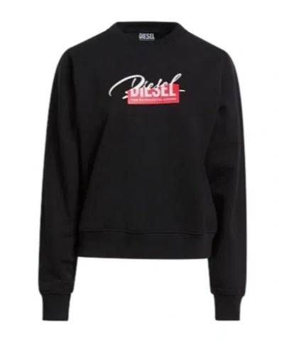 Diesel Printed Round-neck Hoodie In Black