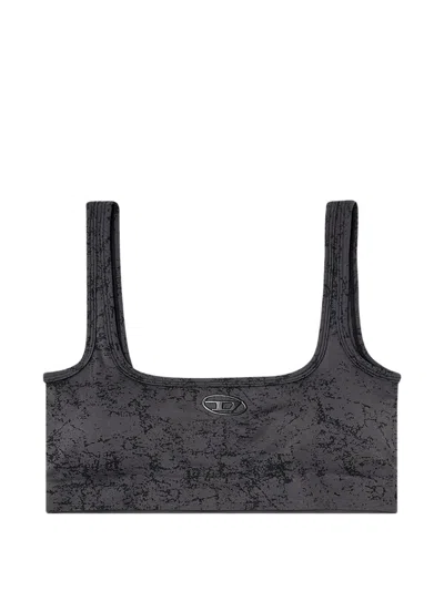 Diesel Printed Seamless Sports Bra In Black