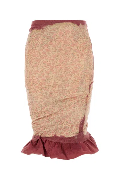 Diesel Stretch Cotton Skirt Textured Fabric Waistband In Multi